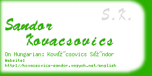sandor kovacsovics business card